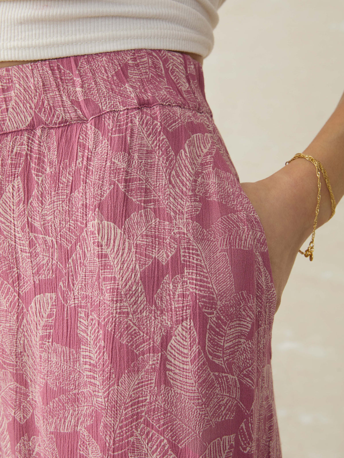Cabana Pant - Dusty Rose Banana Leaf
