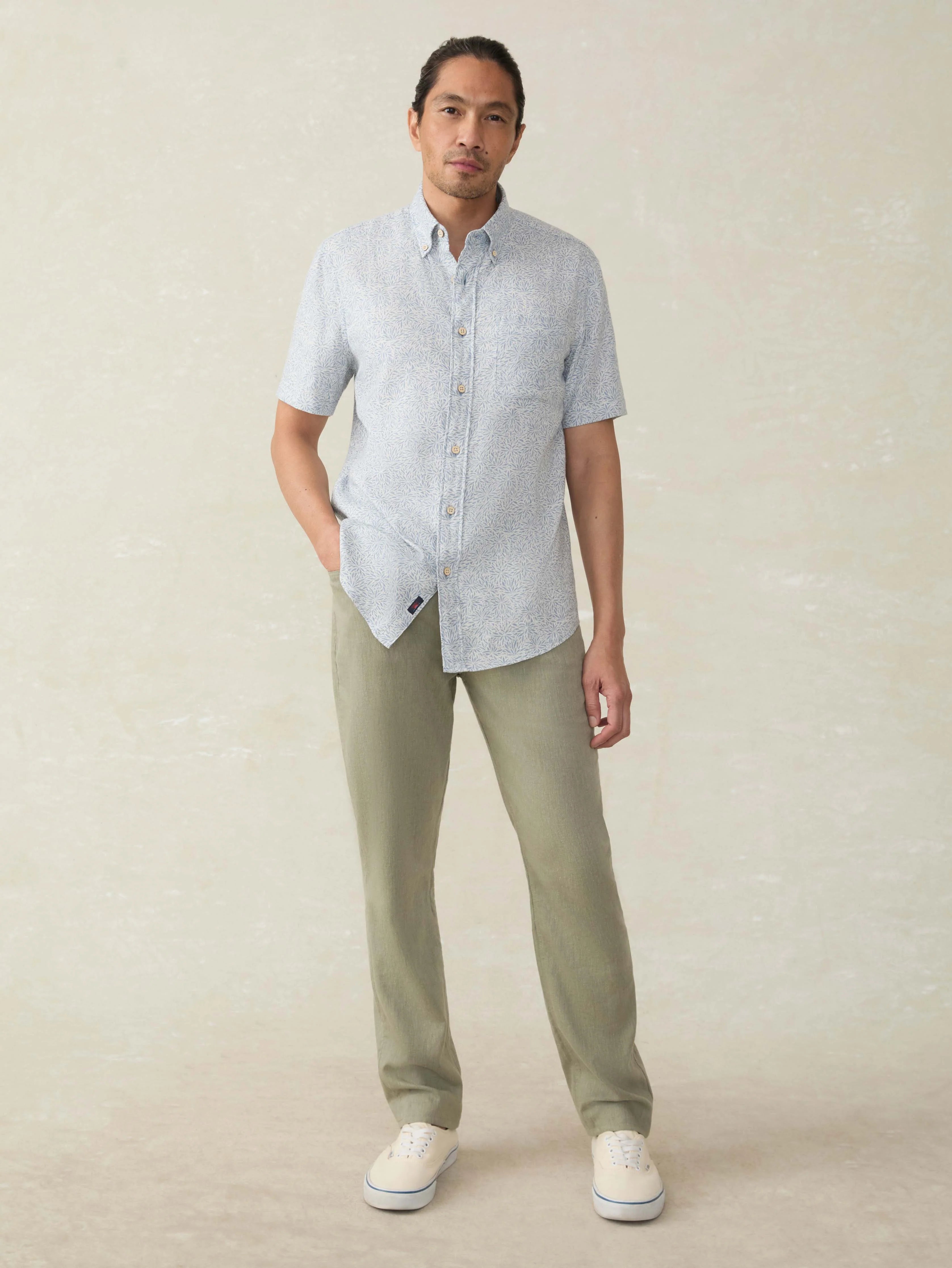Short-Sleeve Breeze Shirt - Sky Blue Frond
