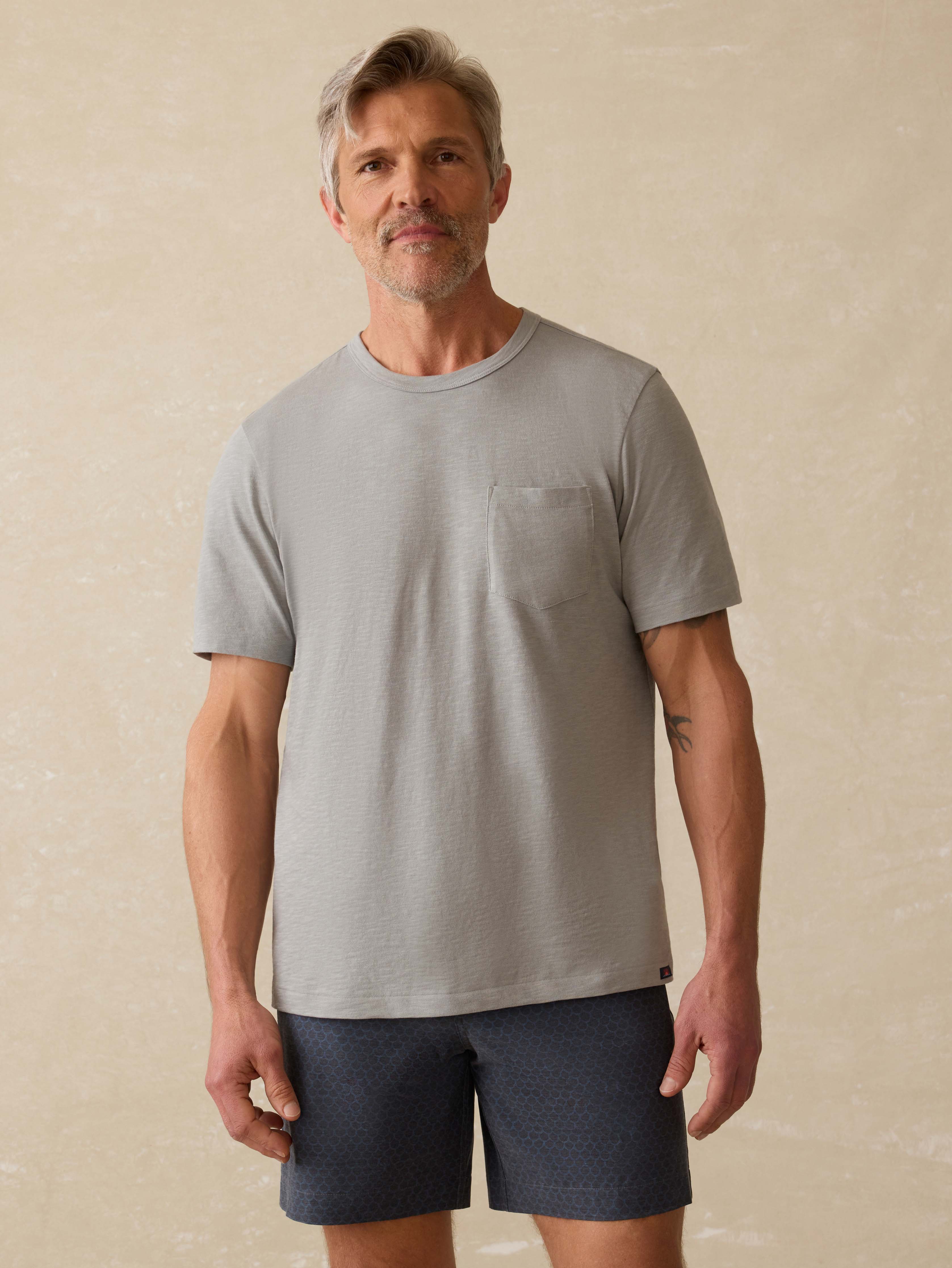 Sunwashed Regenerative Pocket Tee - Lakeshore Grey