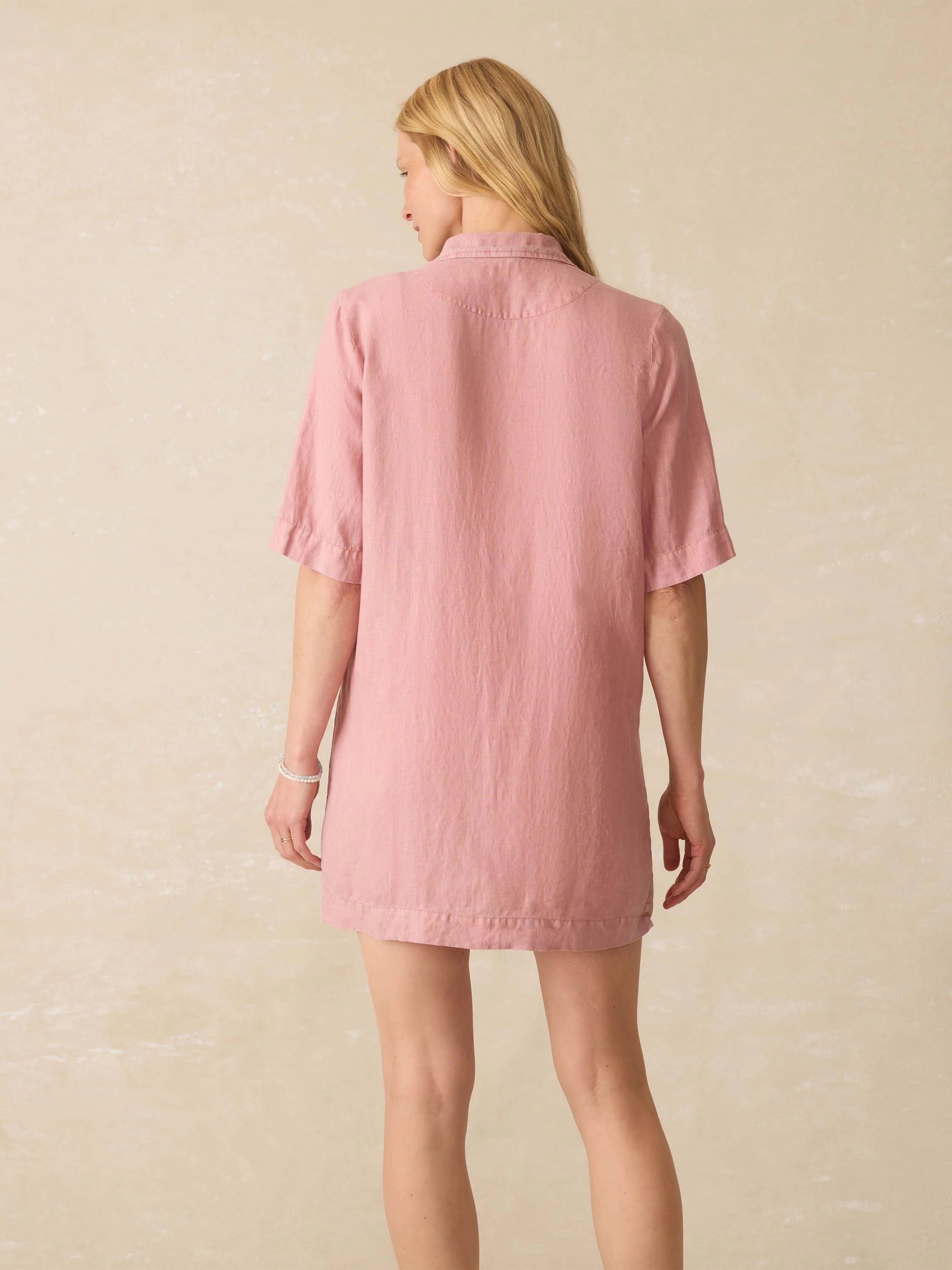 Paradise Point Linen Dress - Withered Rose