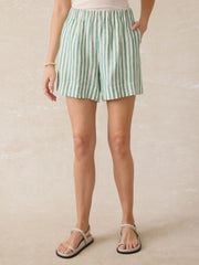 Laguna Linen Bayview Short - Deep Jungle Lucy Stripe