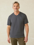 Short-Sleeve Sunwashed Regenerative Cotton V-Neck Tee - Graphite